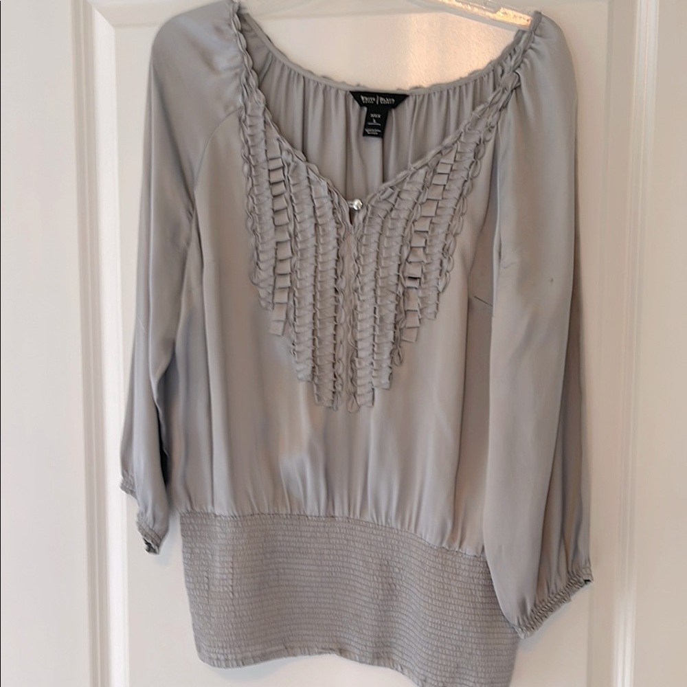 White House Black Market silver waisted silk Women's Top